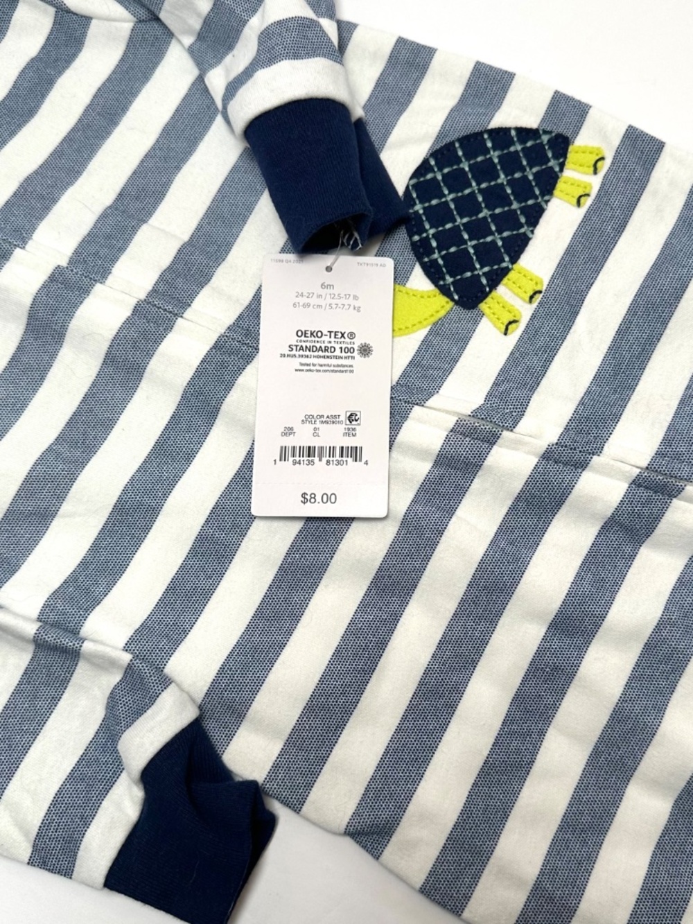 Carter’s Baby Sleeper 6M NWT Striped Turtle Footed Pajamas 2 Way Zipper - Picture 6 of 8